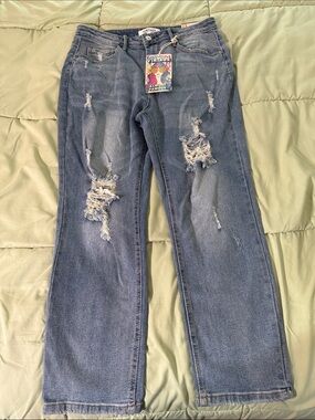 Brand New Vintage Almost Famous Distressed Blue Denim Jeans size 11